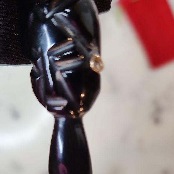 Vintage | Black Obsidian / 14K Gold Hand Carved Pendant Egyptian - Picture 7 of 11